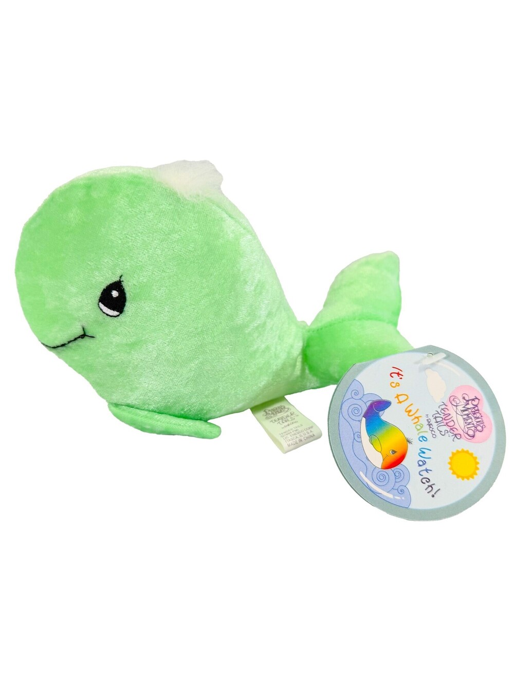 1998 Precious Moments - Tender Tails  Green Whale - Enesco - Plush Bean Bag NWT